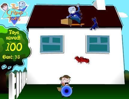 Screenshot of The Cramp Twins: Roof Top Drop (Browser, 2005) - MobyGames