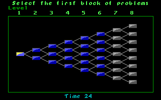 Puzznic (DOS) screenshot: The stage selection screen (VGA)