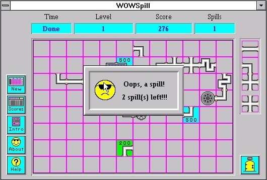 WOWSpill (Windows 3.x) screenshot: The first attempt did not go too well, still there's two more attempts