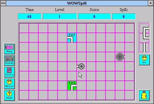 WOWSpill (Windows 3.x) screenshot: The start of a game