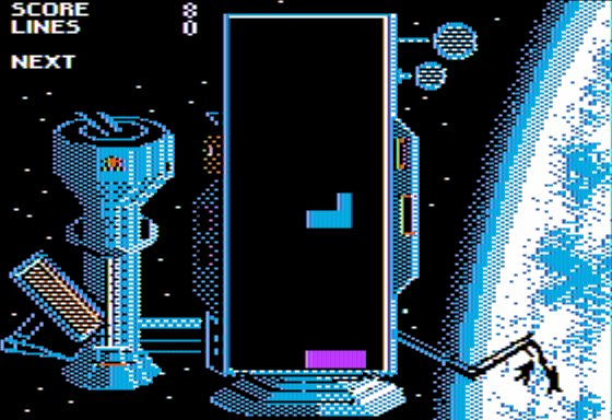 Tetris (Apple II) screenshot: Soviet Space Station