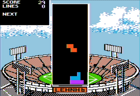 Tetris (Apple II) screenshot: Soviet Olympic Stadium