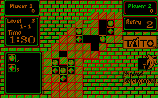 Puzznic (DOS) screenshot: Level 3 - another CGA palette