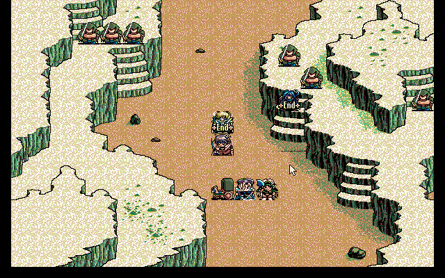 Nana Eiyū Monogatari (PC-98) screenshot: Battle in a canyon