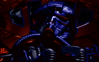 Star Wars: TIE Fighter (DOS) screenshot: An Imperial TIE pilot - up close and personal.