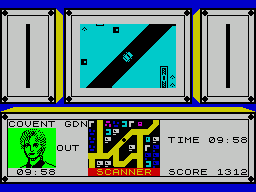 Paul McCartney's Give My Regards to Broad Street (ZX Spectrum) screenshot: As the player enters different areas of London the scanner tracks a different band member