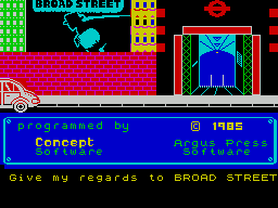 Paul McCartney's Give My Regards to Broad Street (ZX Spectrum) screenshot: The game's title screen displays as the game loads
