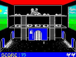 Chicken Chase (ZX Spectrum) screenshot: The hedgehog has been frightened off and this led to a score increase, however it turned and sneaked past, The egg's gone.