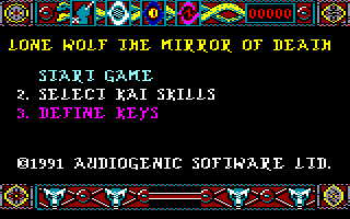 Lone Wolf: The Mirror of Death (Amstrad CPC) screenshot: Main menu