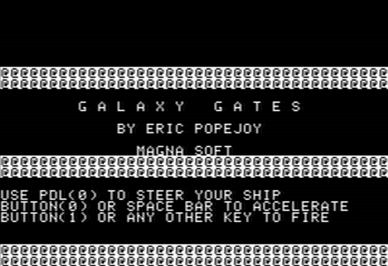 Galaxy Gates (Apple II) screenshot: Title Screen