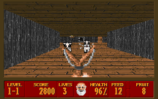 Super Noah's Ark 3-D (DOS) screenshot: Stop spitting at me