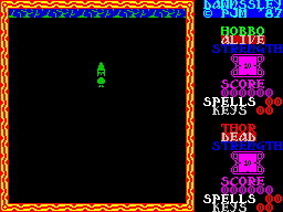 Dawnssley (ZX Spectrum) screenshot: The start of the game sees Hobbo alive, well, and alone