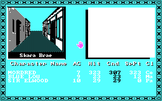Tales of the Unknown: Volume I - The Bard's Tale (DOS) screenshot: Walking down the street (CGA w/RGB Monitor)