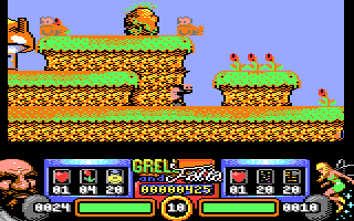 Grell and Fella (Commodore 64) screenshot: Planting tulips