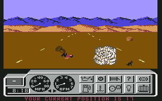 4x4 Off-Road Racing (Commodore 64) screenshot: Oops, I crashed