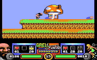 Grell and Fella (Commodore 64) screenshot: Later level