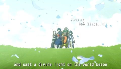 Blade Dancer: Lineage of Light (PSP) screenshot: Intro - the whole heroic bunch