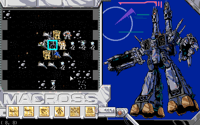 Chō Jikū Yōsai Macross: Remember Me (PC-98) screenshot: It's getting crowded...