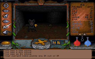 Ultima Underworld: The Stygian Abyss (DOS) screenshot: Stats screen