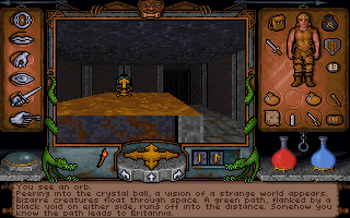 Ultima Underworld: The Stygian Abyss (DOS) screenshot: Exploring a mystical orb