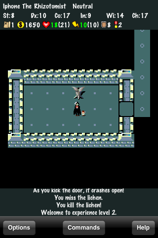 NetHack (iPhone) screenshot: Thrilling combat