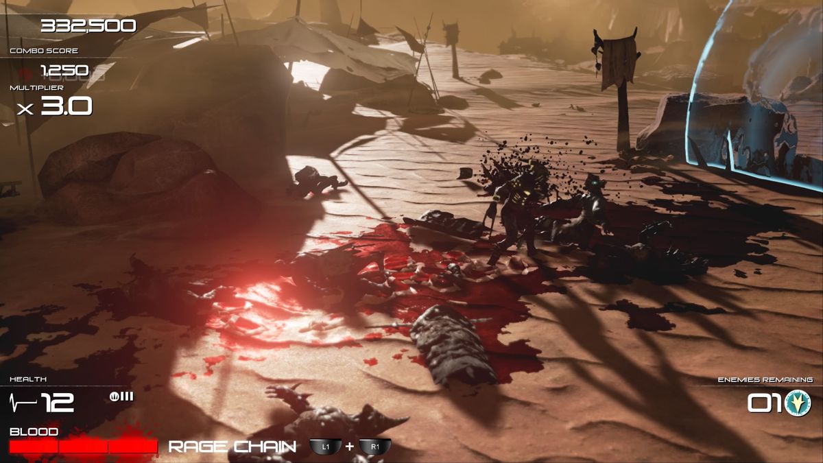 Shadow of the Beast (PlayStation 4) screenshot: Shadow of the Beast (PS4) - Painting the dunes red