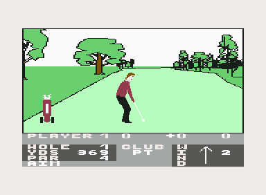 3D Golf (Commodore 64) screenshot: Aim and fire.