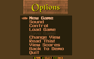 Super Noah's Ark 3-D (DOS) screenshot: Main menu