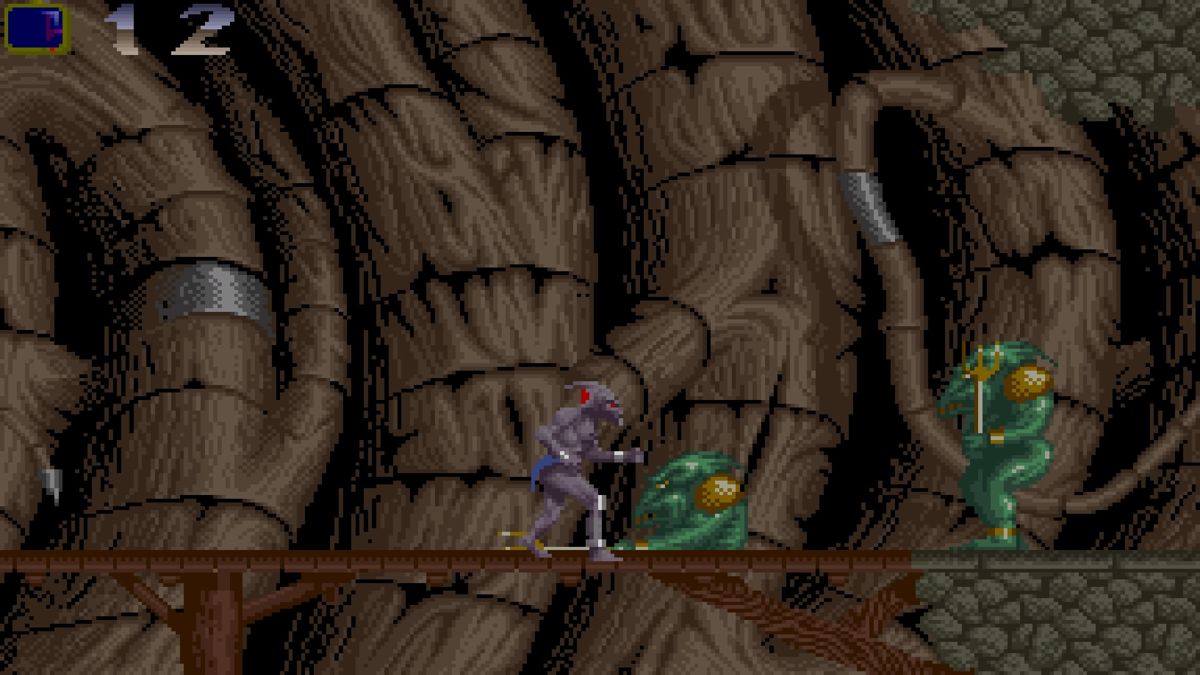 Shadow of the Beast (PlayStation 4) screenshot: Shadow of the Beast (Amiga) - Punching enemies just bounces them into the ground and off the screen rather than using death animation