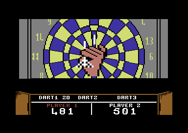 Pub Games (Commodore 64) screenshot: That's where the dart landed.