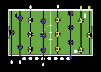Pub Games (Commodore 64) screenshot: The table soccer field.
