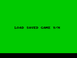 First Past the Post (ZX Spectrum) screenshot: The game has a save feature and it starts by asking the player if they want to continue a previous game