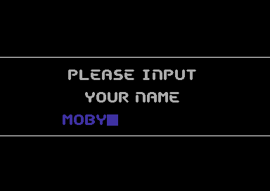 First Past the Post (Commodore 64) screenshot: If there is no previous game then the player is prompted to enter their name in big friendly letters