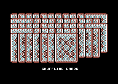 Pub Games (Commodore 64) screenshot: The cards are being shuffled.