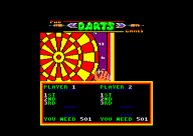 Pub Games (Amstrad CPC) screenshot: Ready to throw,