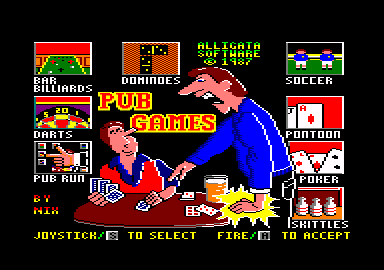 Pub Games (Amstrad CPC) screenshot: Main menu