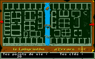 Le Labyrinthe d'Errare (Atari ST) screenshot: Maze map at the beginning of the game.