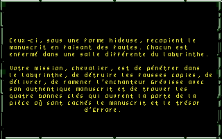Le Labyrinthe d'Errare (Atari ST) screenshot: Introduction (2/2).