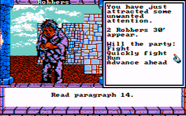 Dragon Wars (DOS) screenshot: Robbers (CGA w/Composite Monitor)