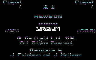 Uridium (DOS) screenshot: Title screen (CGA)
