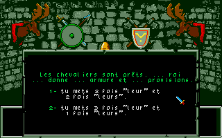 Le Labyrinthe d'Errare (Atari ST) screenshot: Questions are based on multiple choice.