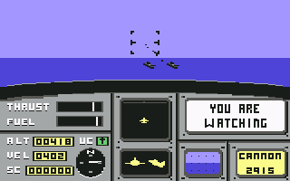 ACE: Air Combat Emulator (Commodore 64) screenshot: Flying over sea