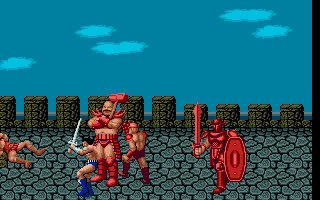 Golden Axe (DOS) screenshot: DOS version also has the Duel mode, which is three battles longer than the Genesis version. It also allows more enemies on screen