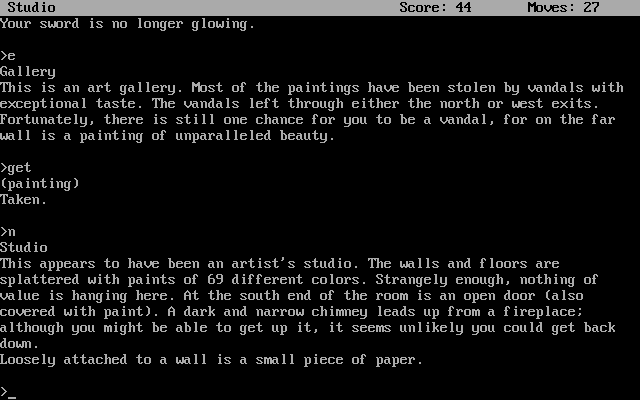 Zork: The Great Underground Empire (DOS) screenshot: Sloppy artists are one of the reasons Zork is a text-only game ;)