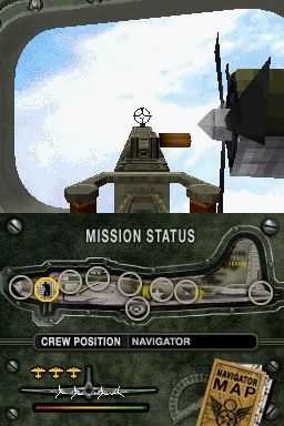 B-17: Fortress in the Sky (Nintendo DS) screenshot: "Do me a favor and try not to shoot our own engines out....thanks."
