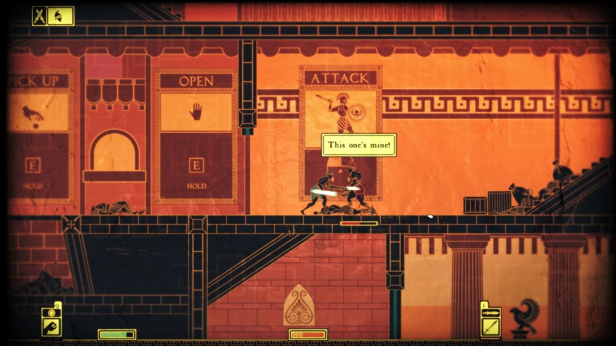 Apotheon (Windows) screenshot: Facing your first enemy soldier