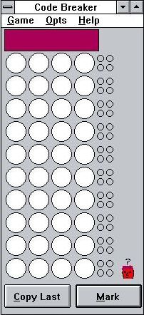 Code Breaker (Windows 16-bit) screenshot: The game opens in a small window.