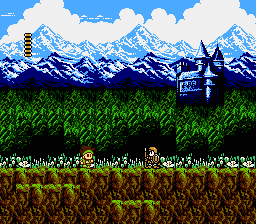 Little Samson (NES) screenshot: Samson has made it to the castle; the other 3 will soon follow