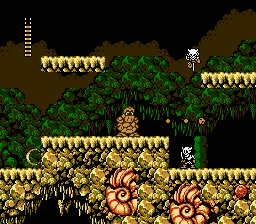 Little Samson (NES) screenshot: Gamm showing off his long punch while fighting some spry enemies
