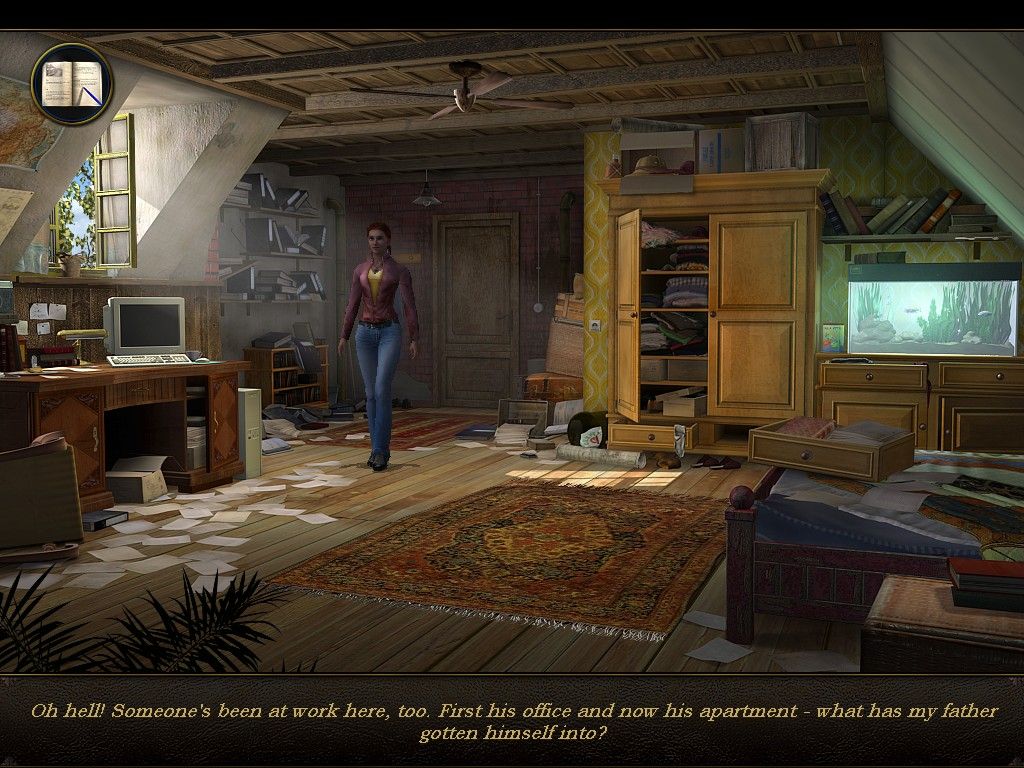 Secret Files: Tunguska (Windows) screenshot: Seems like someone's been rummaging through Nina's apartment as well
